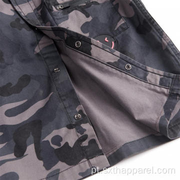 Camisa de manga comprida camuflagem moda jaqueta masculina